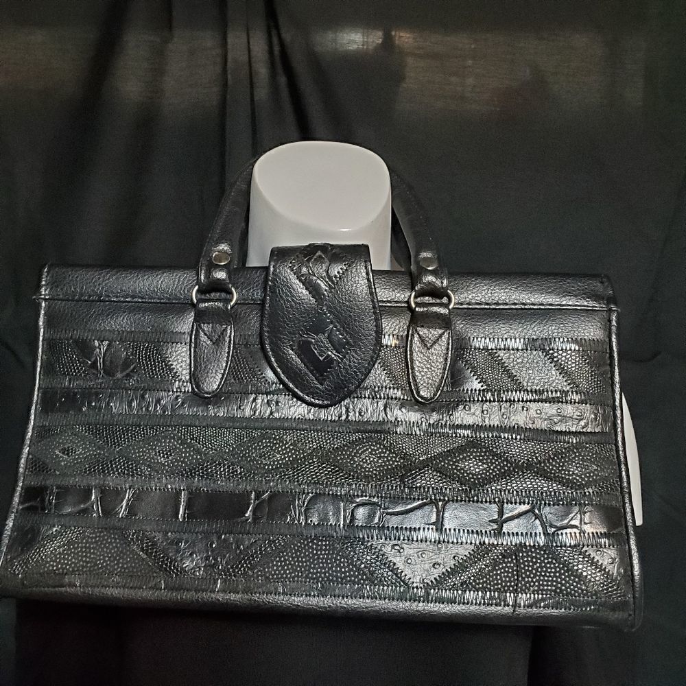 Vintage Accessory Works Black Patterned Bag